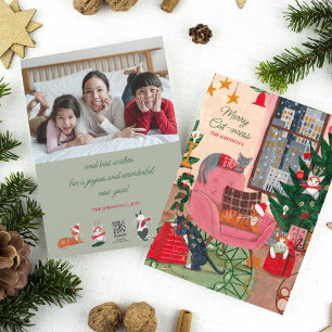 Cartes Pour Fêtes Annuelles Chats de Noël Chats joyeux désordre de chats 