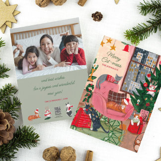 Cartes Pour Fêtes Annuelles Chats de Noël Joyeux chats à gâteaux