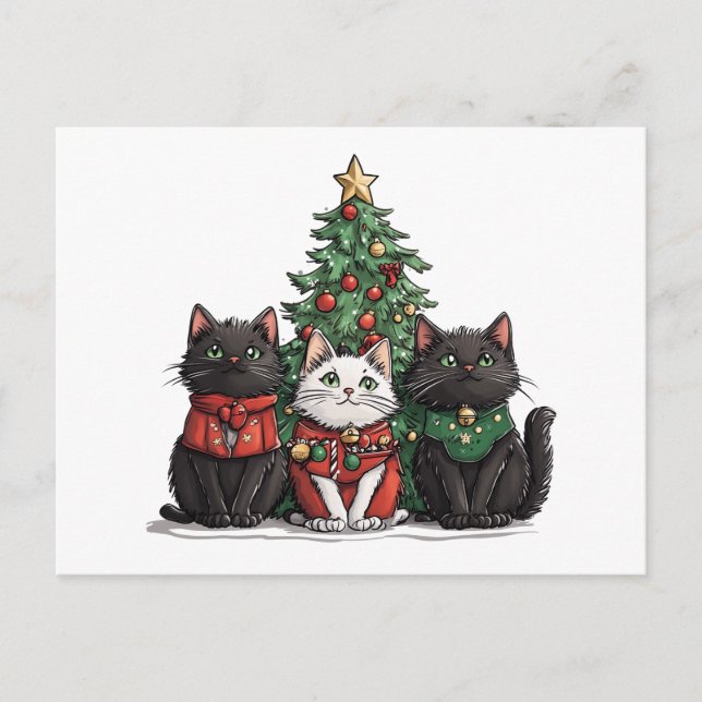 Cartes Pour Fêtes Annuelles Chats de Noël mignons (Devant)