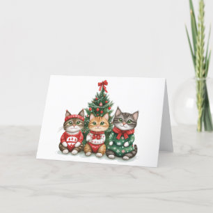 Cartes Pour Fêtes Annuelles Chats de Noël mignons