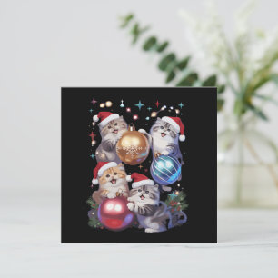 Cartes Pour Fêtes Annuelles Chats de Noël mignons dans des ornements spatiaux 