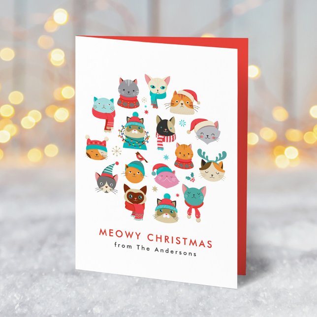 Cartes Pour Fêtes Annuelles Chats de Noël mignons Meowy Noël (Créateur téléchargé)