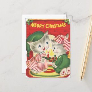 Cartes Pour Fêtes Annuelles chats de Noël rétro