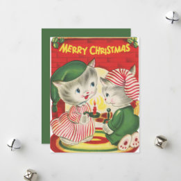 Cartes Pour Fêtes Annuelles chats de Noël rétro