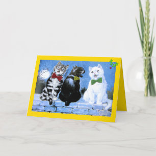 Cartes Pour Fêtes Annuelles Chats de Noël vintage Wain Choir Art