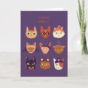 Cartes Pour Fêtes Annuelles Chats d'Halloween Meowgical violet