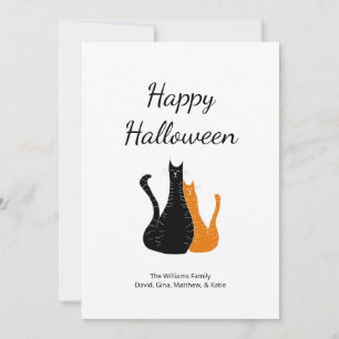 Cartes Pour Fêtes Annuelles Chats d'Halloween mignonnes Orange noir