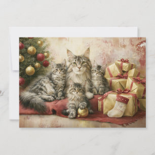 Cartes Pour Fêtes Annuelles Chats élégants et chatons Noël