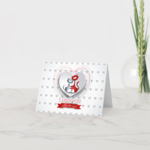 Cartes Pour Fêtes Annuelles Chats en amour avec coeur