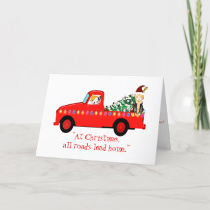 Cartes Pour Fêtes Annuelles Chats En Camion Rouge Arbre De Noël Vert