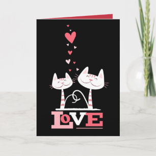 Cartes Pour Fêtes Annuelles Chats en Love Cute Kitty Valentine (rouge à l'inté