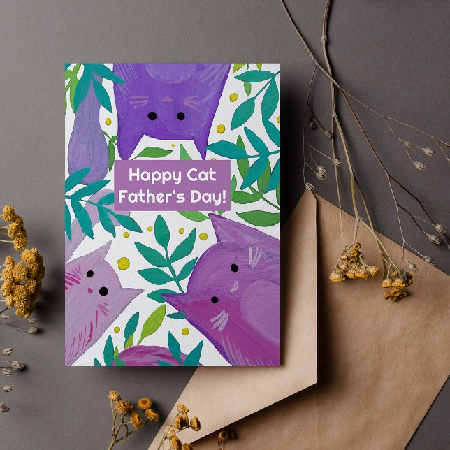 Cartes Pour Fêtes Annuelles Chats et branches Happy cat fête des pères (Créateur téléchargé)