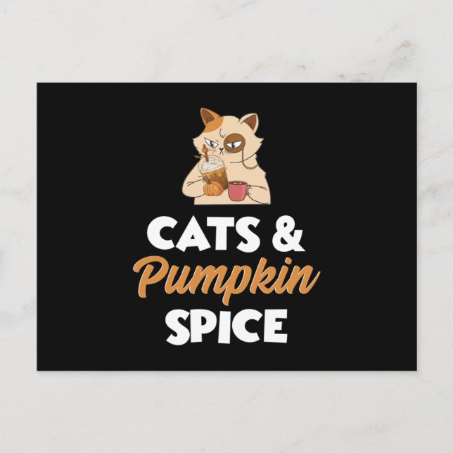 Cartes Pour Fêtes Annuelles Chats et épices Citrouilles Thanksgiving (Devant)