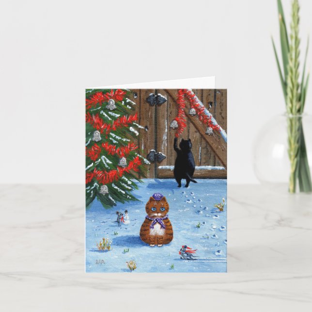 Cartes Pour Fêtes Annuelles Chats et souris drôles Creationarts de Noël (Devant)