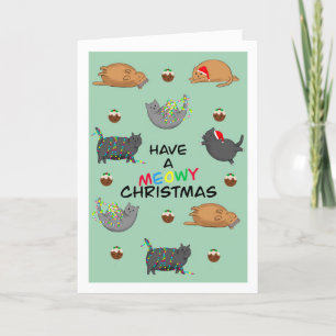 Cartes Pour Fêtes Annuelles Chats gras et poudings de Noël