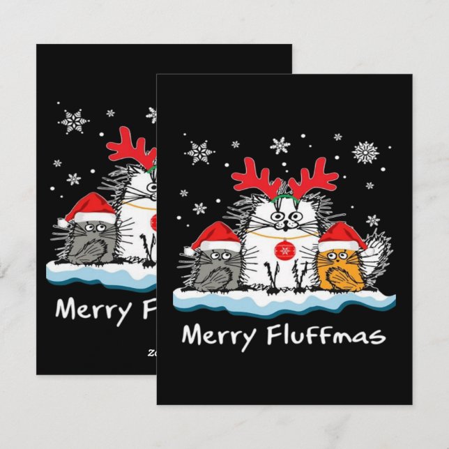 Cartes Pour Fêtes Annuelles Chats joyeux  (Devant / Derrière)