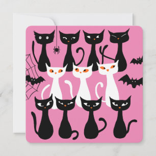 Cartes Pour Fêtes Annuelles Chats mignons et effrayants d'Halloween silhouette