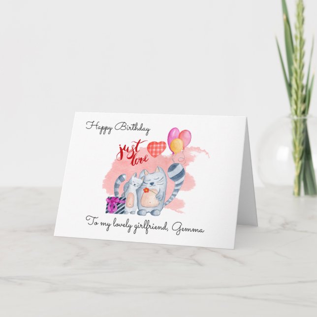 Cartes Pour Fêtes Annuelles Chats mignons/Petite amie Anniversaire (Devant)