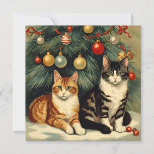 Cartes Pour Fêtes Annuelles Chats mignons sous l'Amoureux des chats de l'arbre