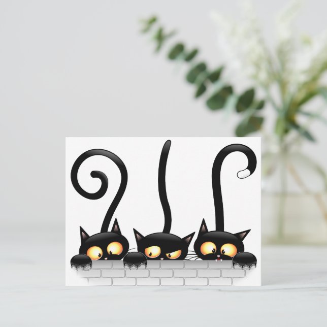 Cartes Pour Fêtes Annuelles Chats Naughty, Playful et drôle de personnages (Debout devant)