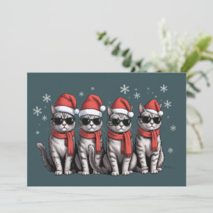 Cartes Pour Fêtes Annuelles Chats Noël Chat Maman Vacances Xmas Santa