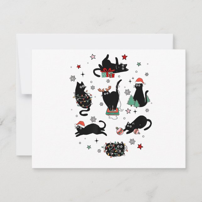 Cartes Pour Fêtes Annuelles Chats noirs de Noël (Devant)