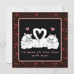 Cartes Pour Fêtes Annuelles Chats Persans blancs avec coeurs Saint-Valentin 