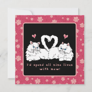 Cartes Pour Fêtes Annuelles Chats perses blancs au coeur Saint-Valentin