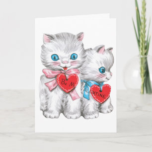 Cartes Pour Fêtes Annuelles Chats Rétro de la Saint-Valentin, Chatons Fluffy V