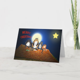 Cartes Pour Fêtes Annuelles Chats sur le toit, Joyeux Noël, humour