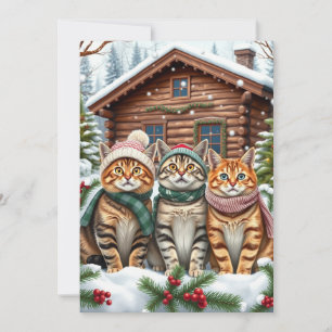 Cartes Pour Fêtes Annuelles Chats tabby en tenue de winter chic et chapeau d'h