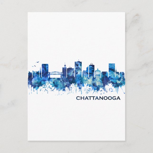 Cartes Pour Fêtes Annuelles Chattanooga Tennessee Skyline Blue (Devant)