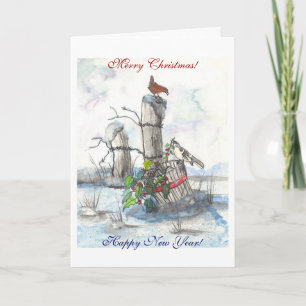 Cartes Pour Fêtes Annuelles Chatting Birds Christmas Card