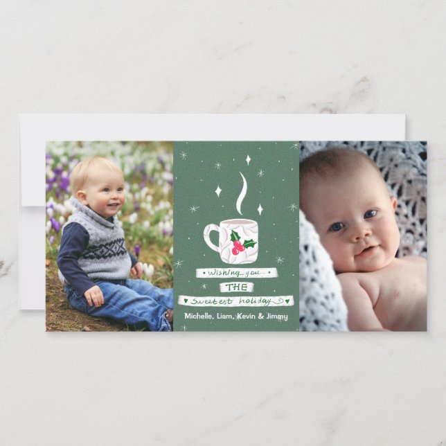 Cartes Pour Fêtes Annuelles Chaud Cocon de Noël Personnalisé 2 Photos Fêtes (Devant)