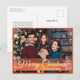 Cartes Pour Fêtes Annuelles Chaud Noël Poinsettia cadre rouge photo