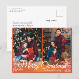 Cartes Pour Fêtes Annuelles Chaud Noël Poinsettia Red Frame 2 Photo