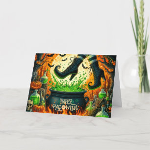 Cartes Pour Fêtes Annuelles Chaudière bouillante et pieds de sorcières Hallowe
