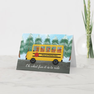 Cartes Pour Fêtes Annuelles Chauffeur d'autobus scolaire professeur Noël pain