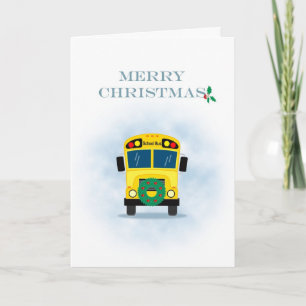 Cartes Pour Fêtes Annuelles Chauffeur de bus de l'école de Noël Joyeux