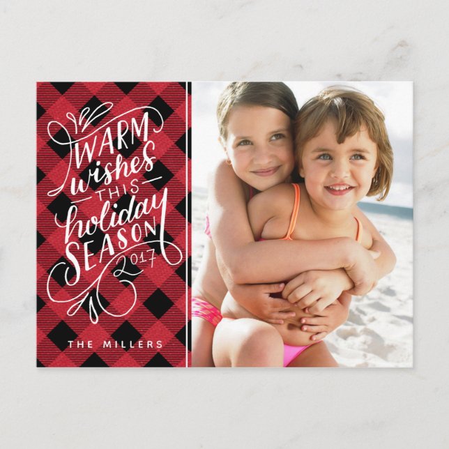 Cartes Pour Fêtes Annuelles Chauffez les souhaits ce plaid marqué avec des (Devant)