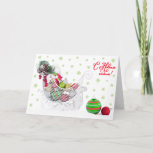 Cartes Pour Fêtes Annuelles Chaussée de Noël remplie d'ornements Vintages