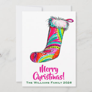 Cartes Pour Fêtes Annuelles Chaussette de Noël Rose Boho