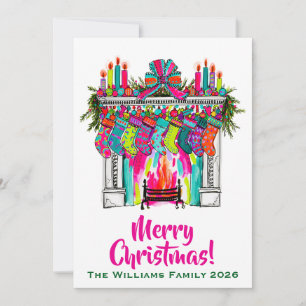 Cartes Pour Fêtes Annuelles Chaussettes de cheminée Noël Rose Bohème