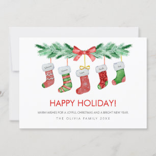 Cartes Pour Fêtes Annuelles Chaussettes de Noël 5 Noms de Famille Joyeux
