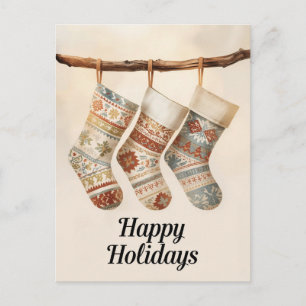 Cartes Pour Fêtes Annuelles Chaussettes de Noël Cozy à motifs