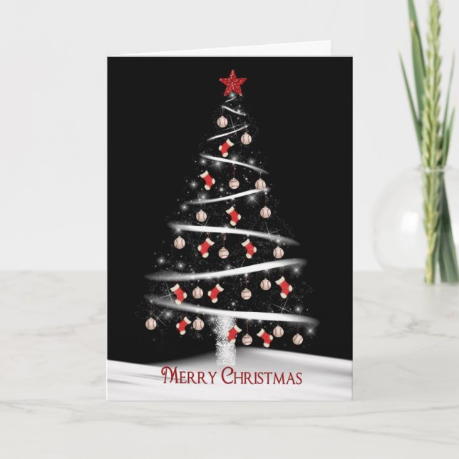 Cartes Pour Fêtes Annuelles Chaussettes de Noël et baseball (Devant)