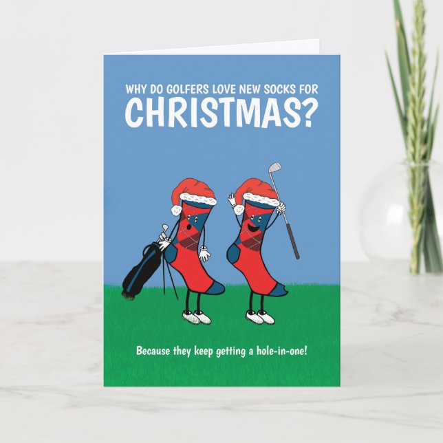Cartes Pour Fêtes Annuelles Chaussettes de Noël Funny Golfer (Devant)