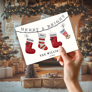 Cartes Pour Fêtes Annuelles Chaussettes de Noël Nom de famille Propriétaires d