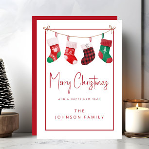 Cartes Pour Fêtes Annuelles Chaussettes Rouges Mignonnes Joyeux Noël