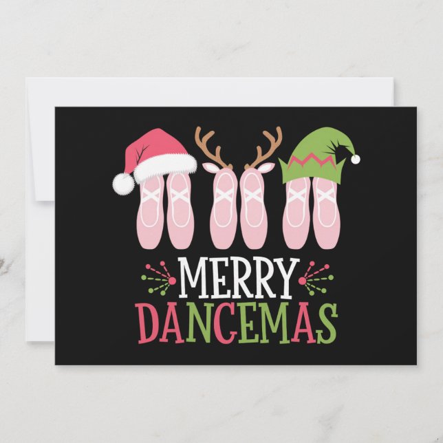 Cartes Pour Fêtes Annuelles Chaussures de ballet de Noël Merry Dancemas Danse (Devant)